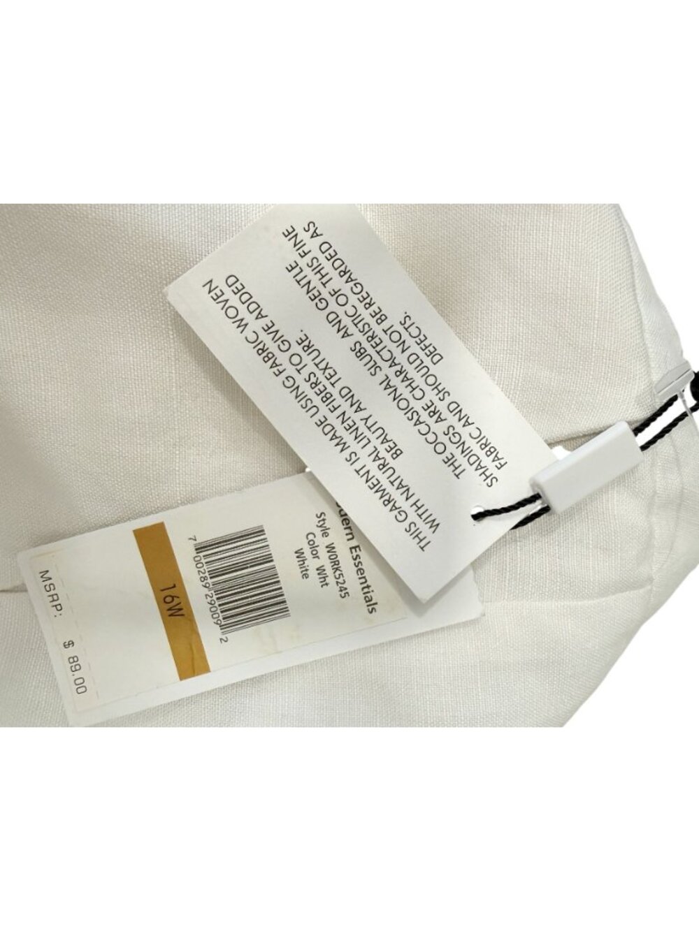 Calvin Klein Women White Straight-Leg Linen Blend Pants Career Casual 16W NWT - Picture 7 of 8